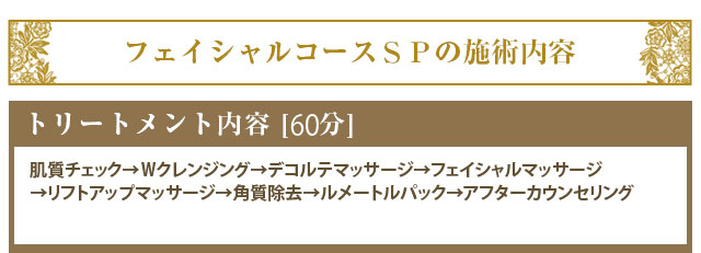 フェイシャルコースＳＰの施術内容